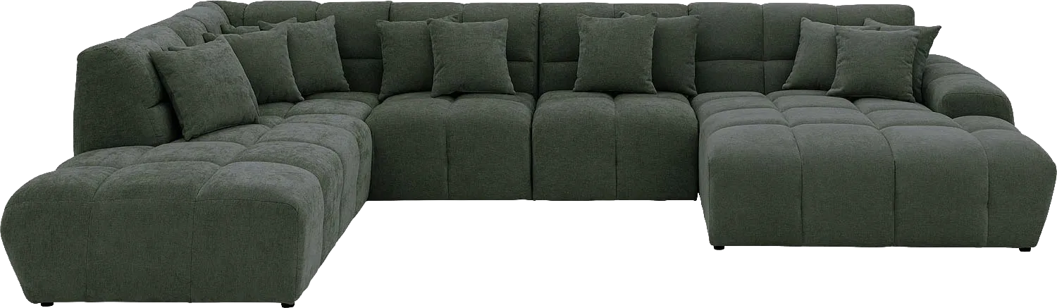 Goossens Excellent Bank Kubus groen, stof, modern design