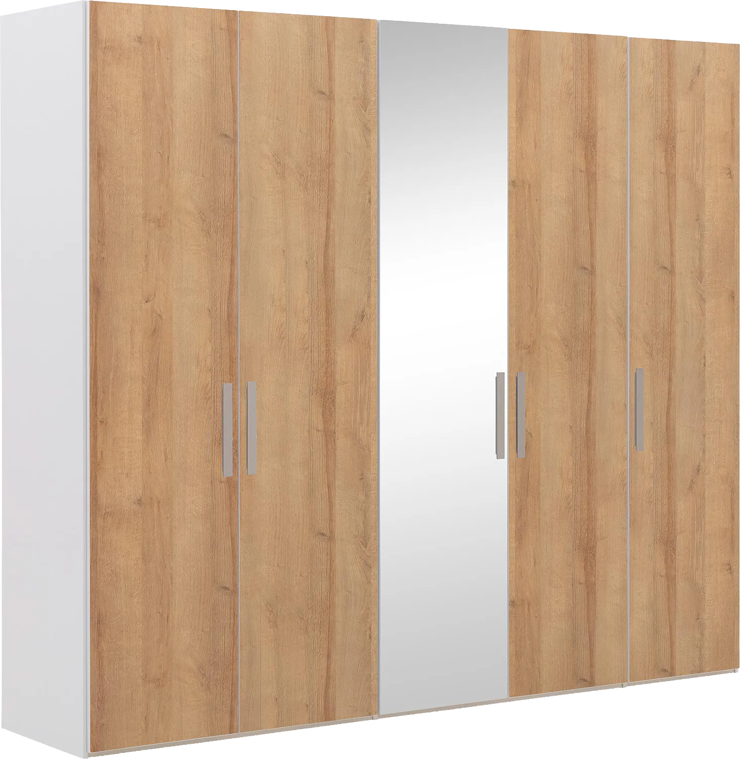 Goossens Kledingkast Easy Storage Ddk, Kledingkast 253 cm breed, 220 cm hoog, 4x draaideur en 1x spiegel draaideur midden