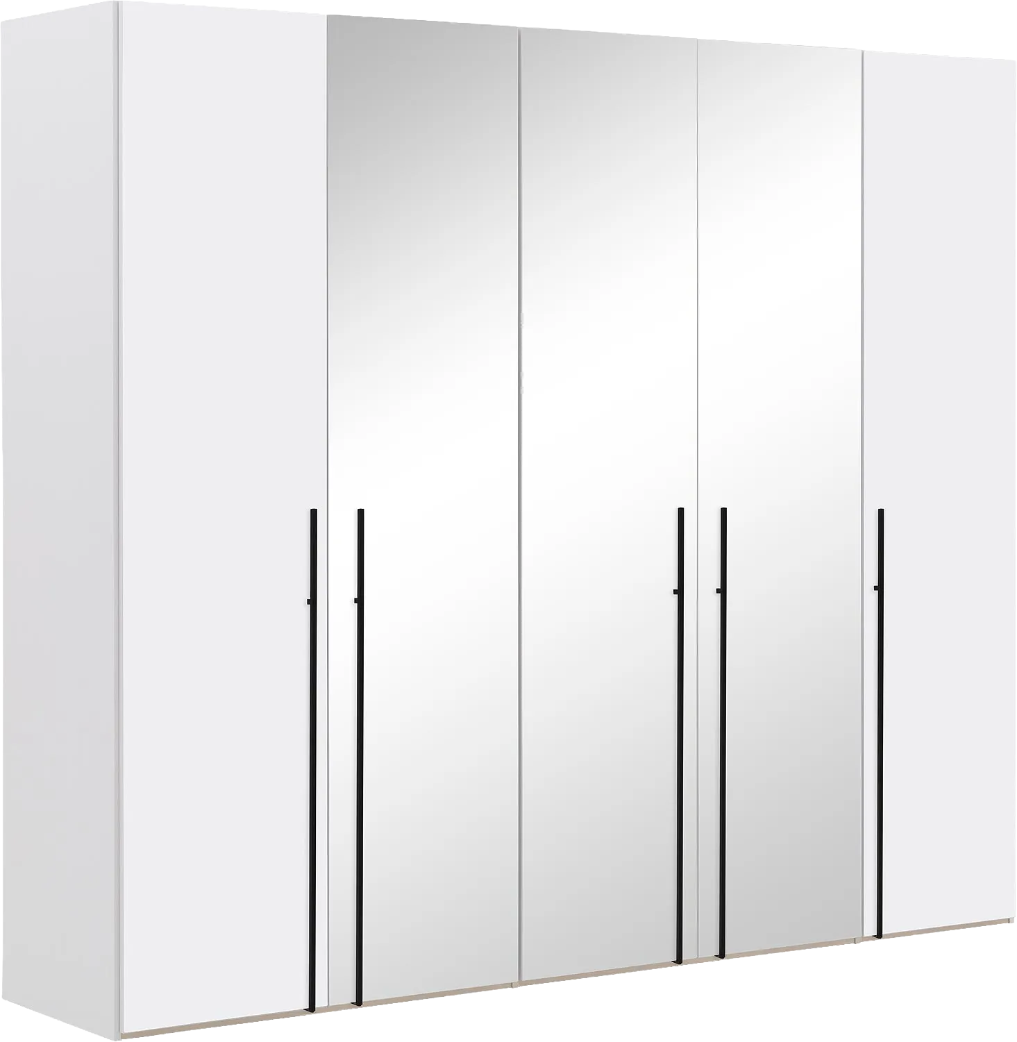 Goossens Kledingkast Easy Storage Ddk, Kledingkast 253 cm breed, 220 cm hoog, 2x draaideur en 3x spiegel draaideur midden