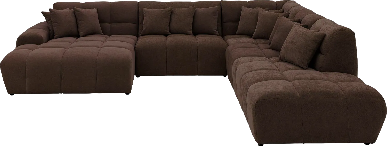 Goossens Excellent Bank Kubus donkerbruin, stof, 1,5-zits, modern design