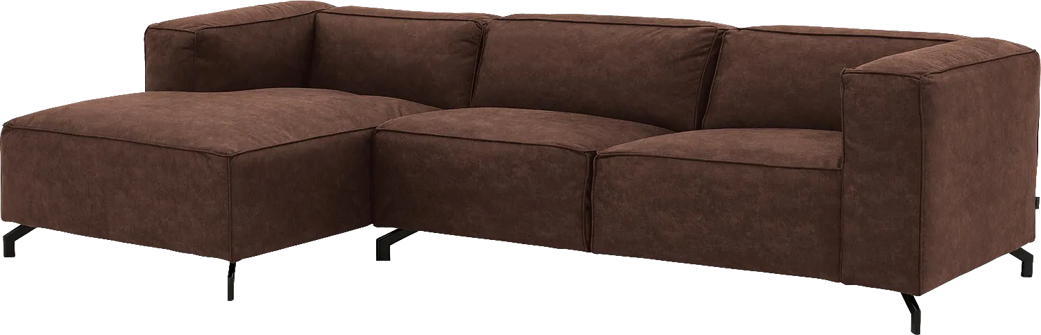 Goossens Bank Calvin bruin, micro leer, 3-zits, modern design