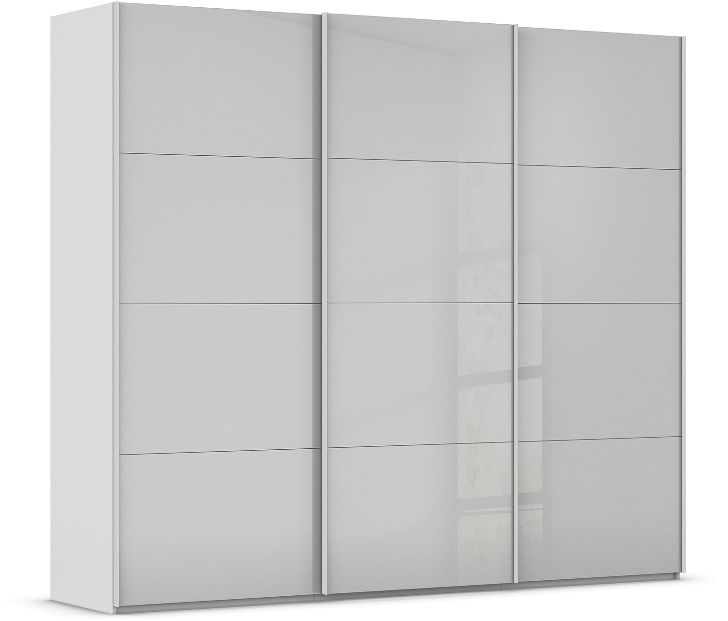 Goossens Excellent Kledingkast Finca Glans Glas, Slaapkamerkast 270 cm breed, 236 cm hoog, 3x 4 paneel glas schuifdeuren