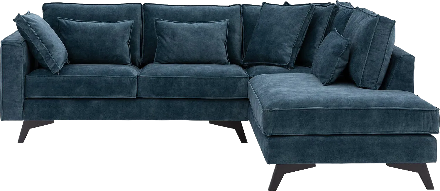 Goossens Bank Chambre blauw, stof, 2-zits, elegant chic met ligelement rechts