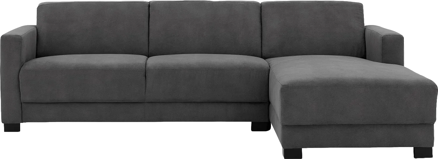 Goossens Bank My Style antraciet, microvezel, 2,5-zits, stijlvol landelijk met chaise longue rechts