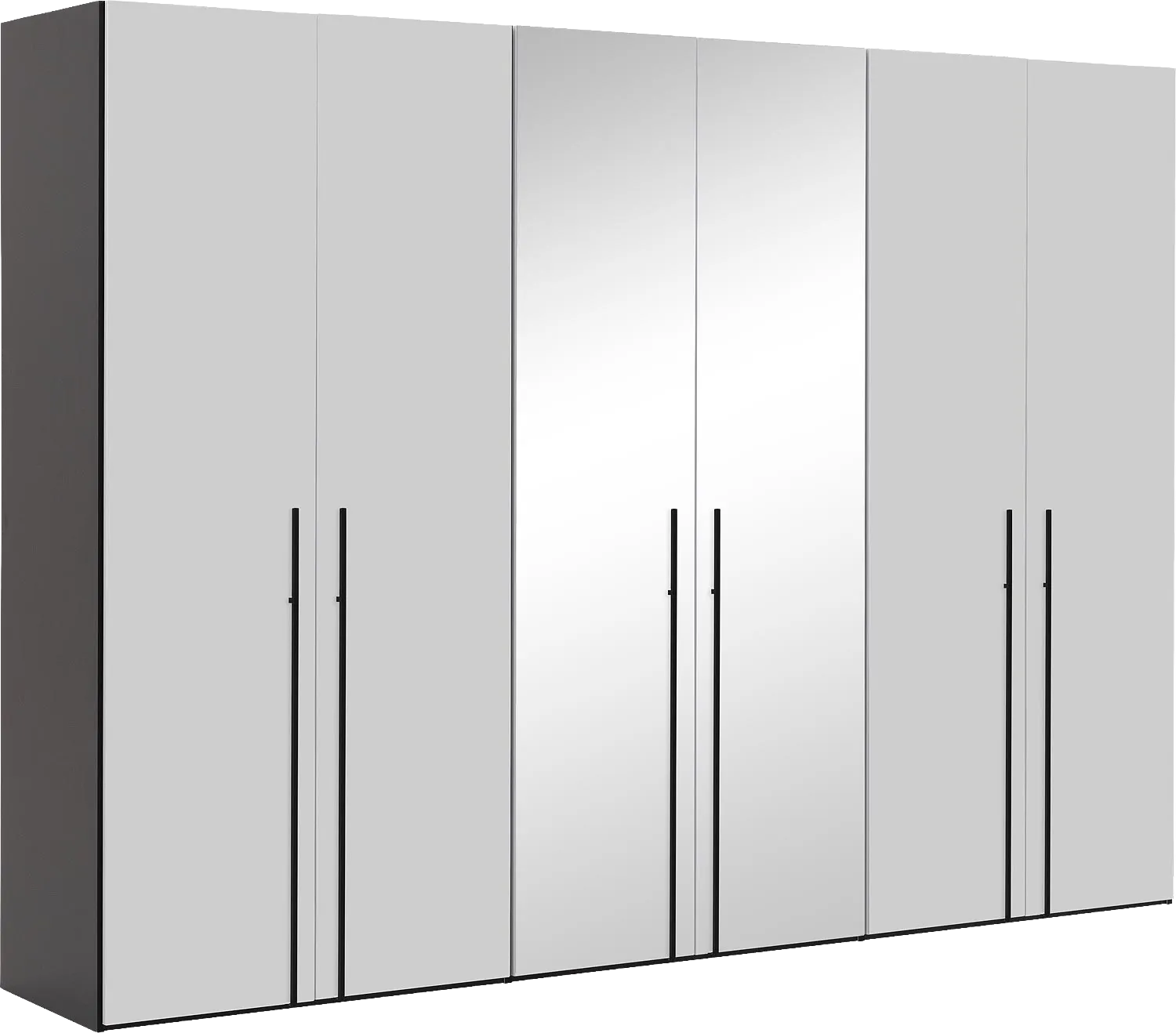 Goossens Kledingkast Easy Storage Ddk, Kledingkast 304 cm breed, 220 cm hoog, 4x glas draaideur en 2x spiegel draaideur midden