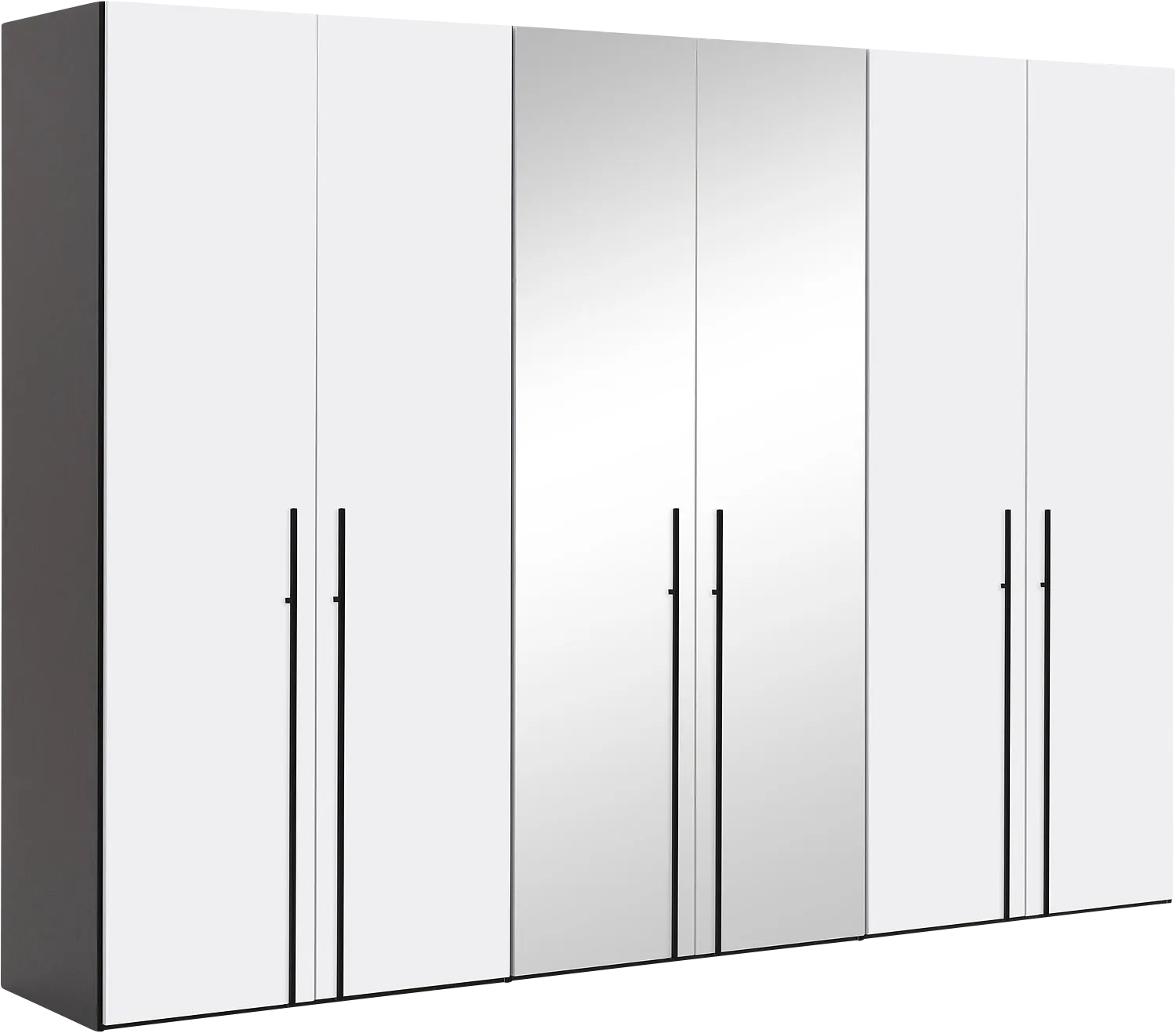Goossens Kledingkast Easy Storage Ddk, Kledingkast 304 cm breed, 220 cm hoog, 4x draaideur en 2x spiegel draaideur midden