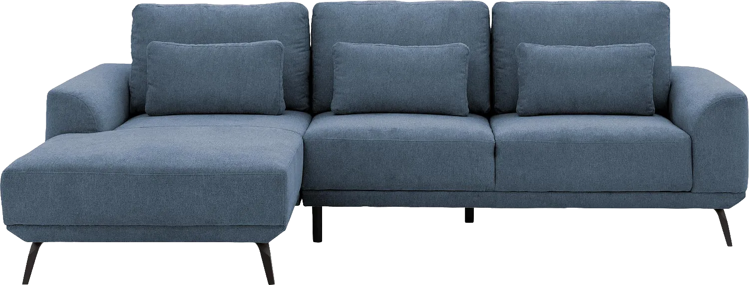 Goossens Excellent Bank Princess Met Elektrisch Uitschuifbaar Zitvlak blauw, stof, 2,5-zits, elegant chic met chaise longue links