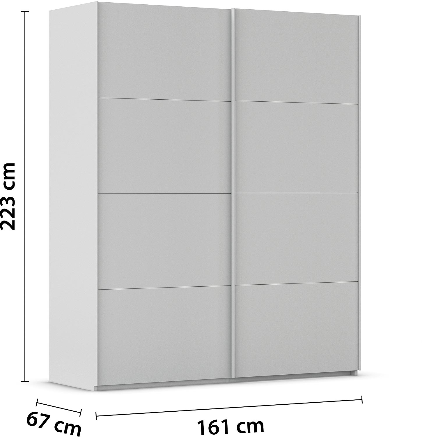 Goossens Excellent Kledingkast Finca Mat Glas, Slaapkamerkast 160 cm breed, 223 cm hoog, 2x 4 paneel glas schuifdeuren