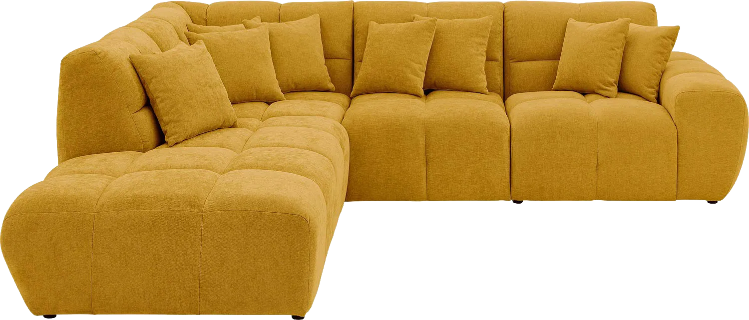 Goossens Excellent Bank Kubus geel, stof, modern design