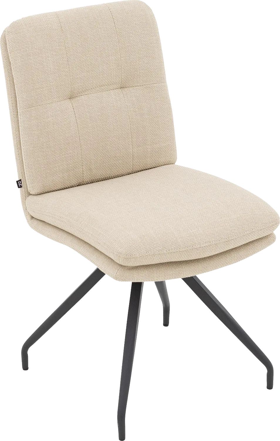 Goossens Eetkamerstoel Mirthe beige stof graden draaibaar leuning, modern design