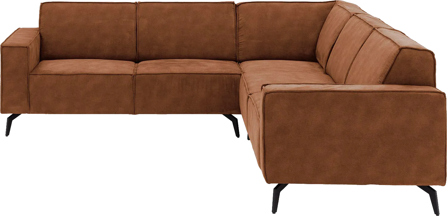 Goossens Hoekbank Hercules bruin, microvezel, 2-zits, modern design