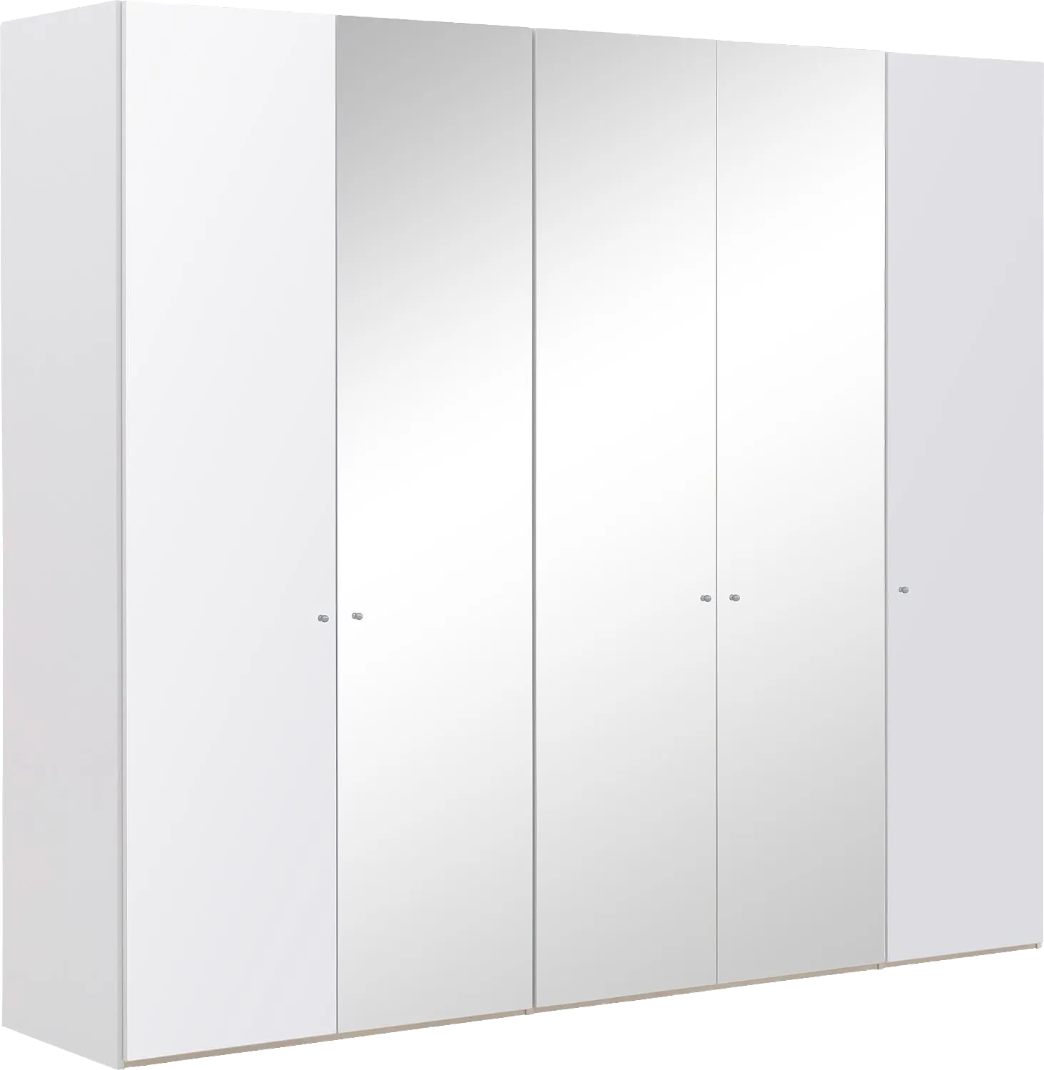 Goossens Kledingkast Easy Storage Ddk, Kledingkast 253 cm breed, 220 cm hoog, 2x glas draaideur en 3x spiegel draaideur midden