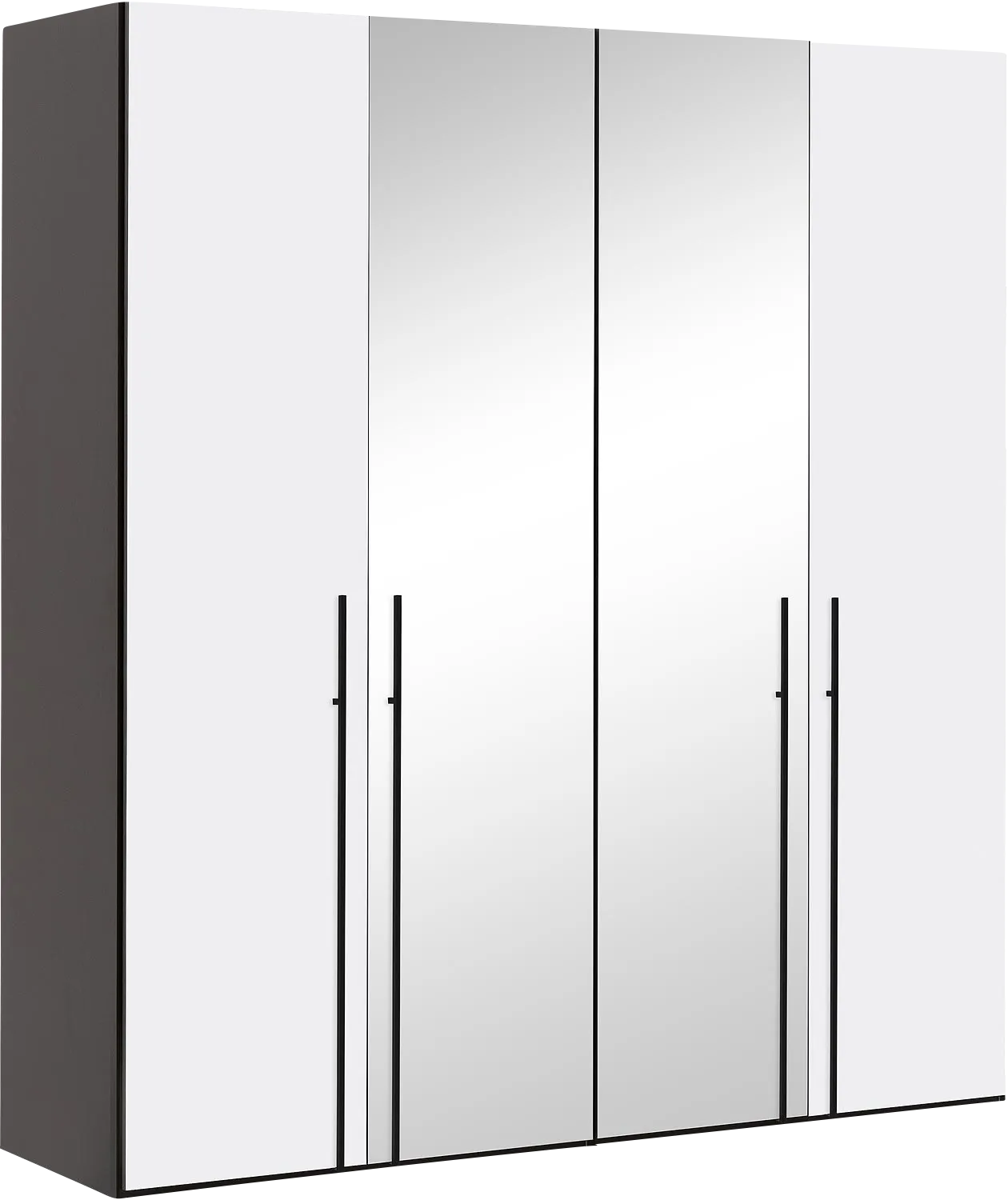Goossens Kledingkast Easy Storage Ddk, Kledingkast 203 cm breed, 220 cm hoog, 2x draaideur en 2x spiegel draaideur midden