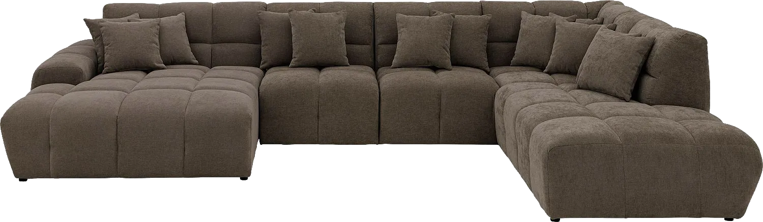 Goossens Excellent Bank Kubus bruin, stof, modern design