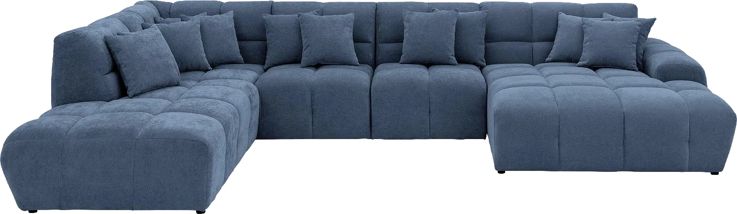 Goossens Excellent Bank Kubus blauw, stof, modern design