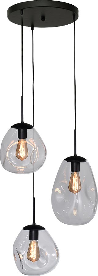 Goossens Hanglamp Lava, Hanglamp met 3 lichtpunten (base ø 35 cm)