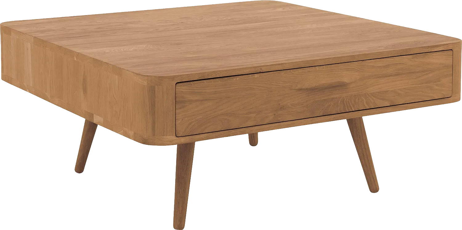 Goossens Salontafel Bjarte vierkant, hout eiken blank, stijlvol landelijk, 90 x 40 x 90 cm