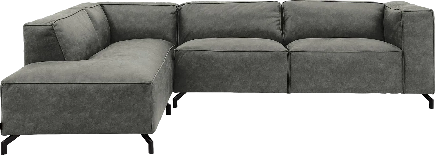 Goossens Bank Calvin grijs, micro leer, 3-zits, modern design met ligelement links