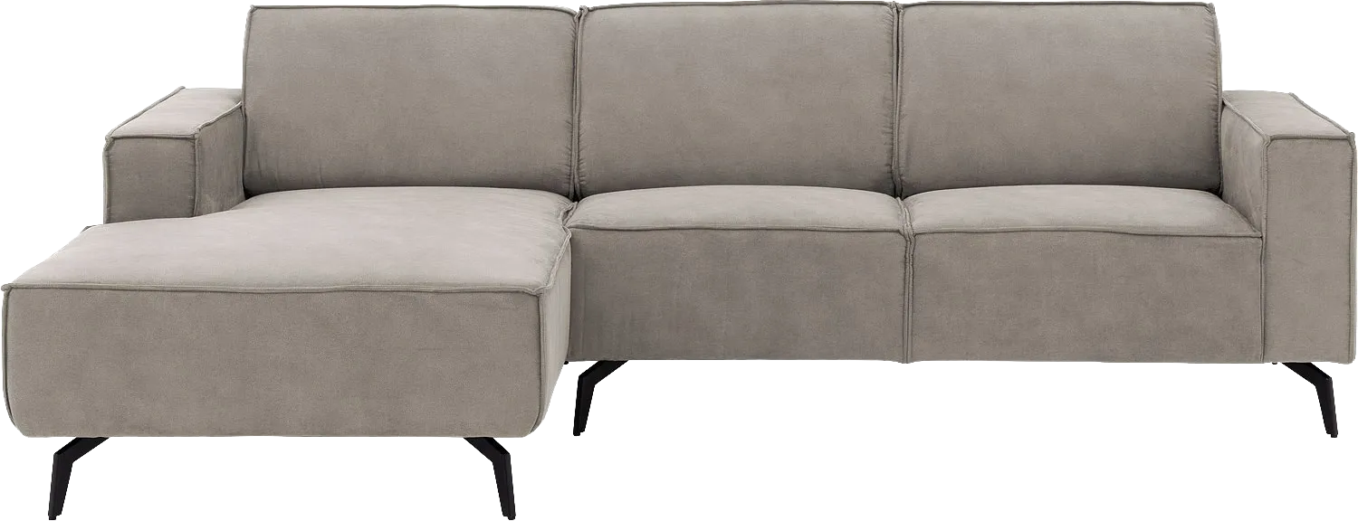 Goossens Hoekbank Hercules grijs, microvezel, 2-zits, modern design met chaise longue links