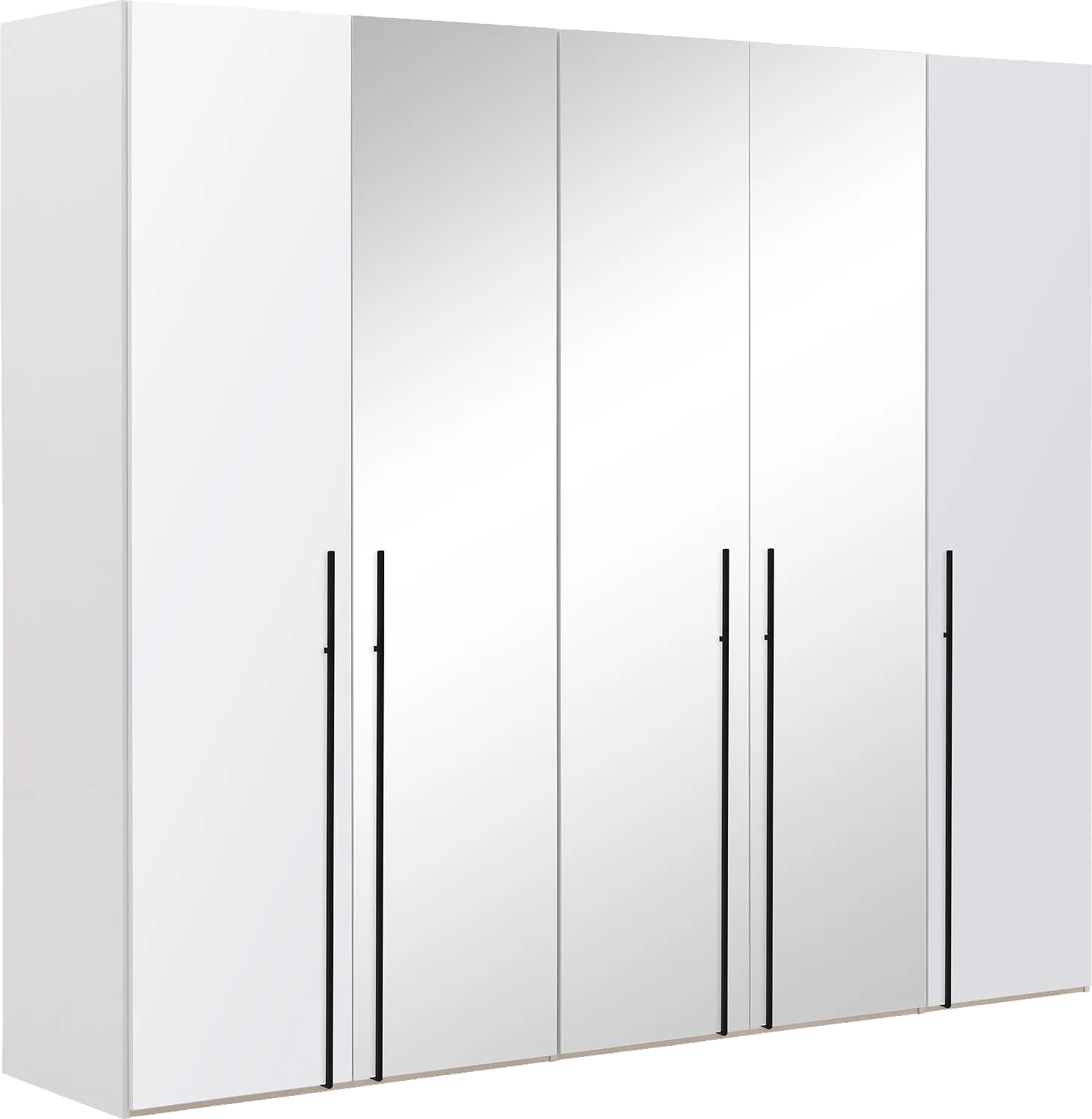 Goossens Kledingkast Easy Storage Ddk, Kledingkast 253 cm breed, 220 cm hoog, 2x glas draaideur en 3x spiegel draaideur midden