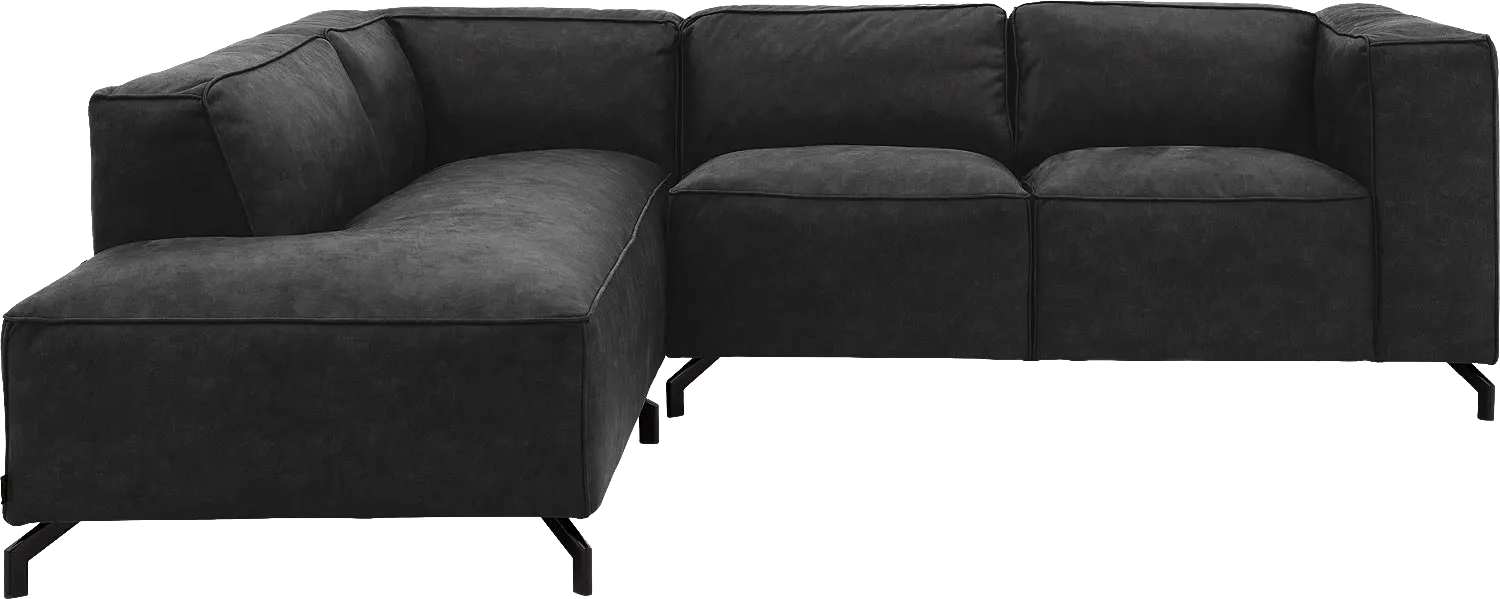 Goossens Bank Calvin antraciet, micro leer, 2-zits, modern design met ligelement links