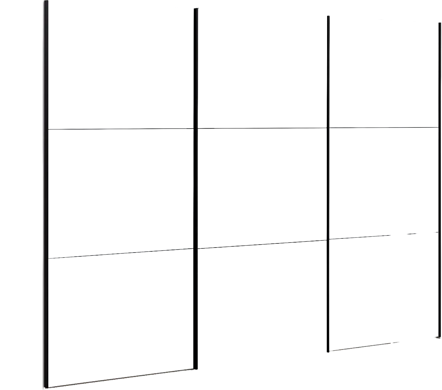 Goossens Kledingkast Easy Storage Sdk, 303 cm breed, 220 cm hoog, 2x 3 paneel glas schuifdeuren en 1x 3 paneel spiegel schuifdeur midden