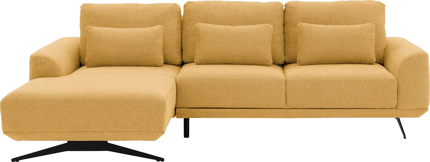 Goossens Excellent Bank Princess Met Elektrisch Uitschuifbaar Zitvlak geel, stof, 3-zits, elegant chic met chaise longue links