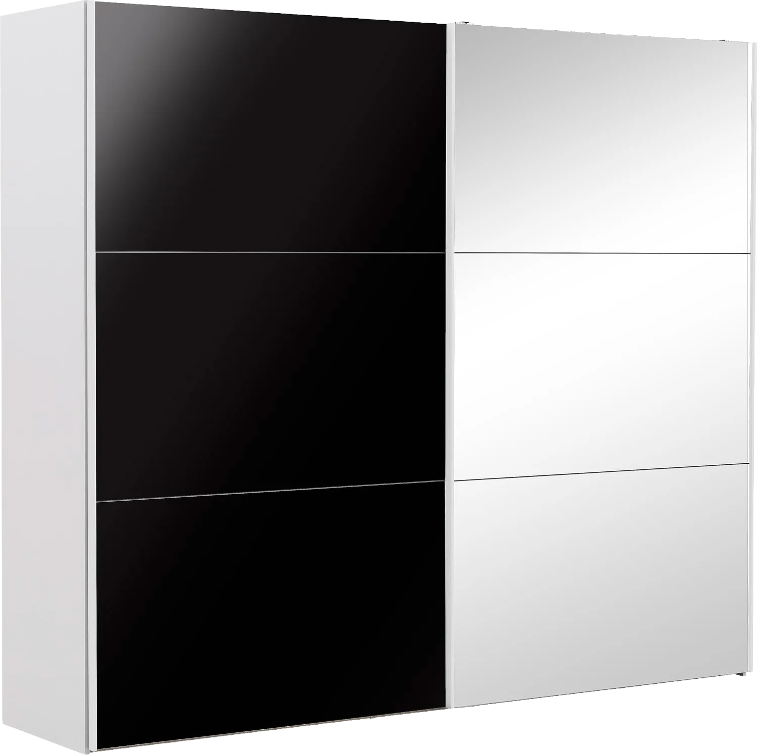 Goossens Kledingkast Easy Storage Sdk, 253 cm breed, 220 cm hoog, 1x 3 paneel glas schuifdeur li en 1x 3 paneel spiegel schuifdeur re
