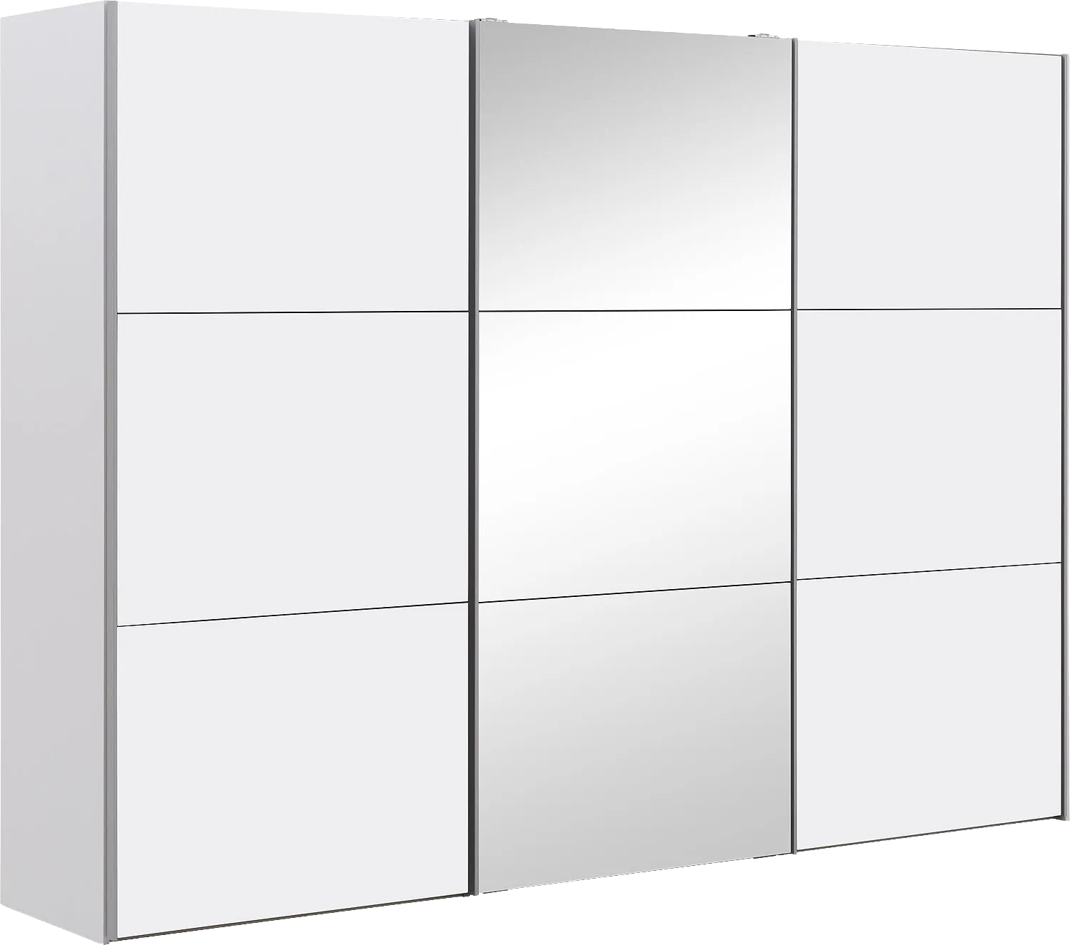 Goossens Kledingkast Easy Storage Sdk, 303 cm breed, 220 cm hoog, 2x 3 paneel schuifdeuren en 1x 3 paneel spiegel schuifdeur midden