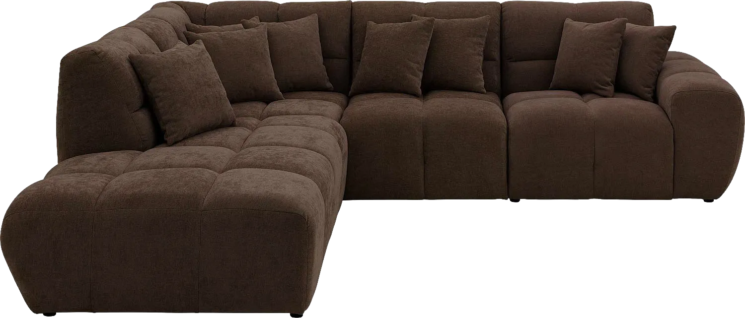 Goossens Excellent Bank Kubus donkerbruin, stof, modern design